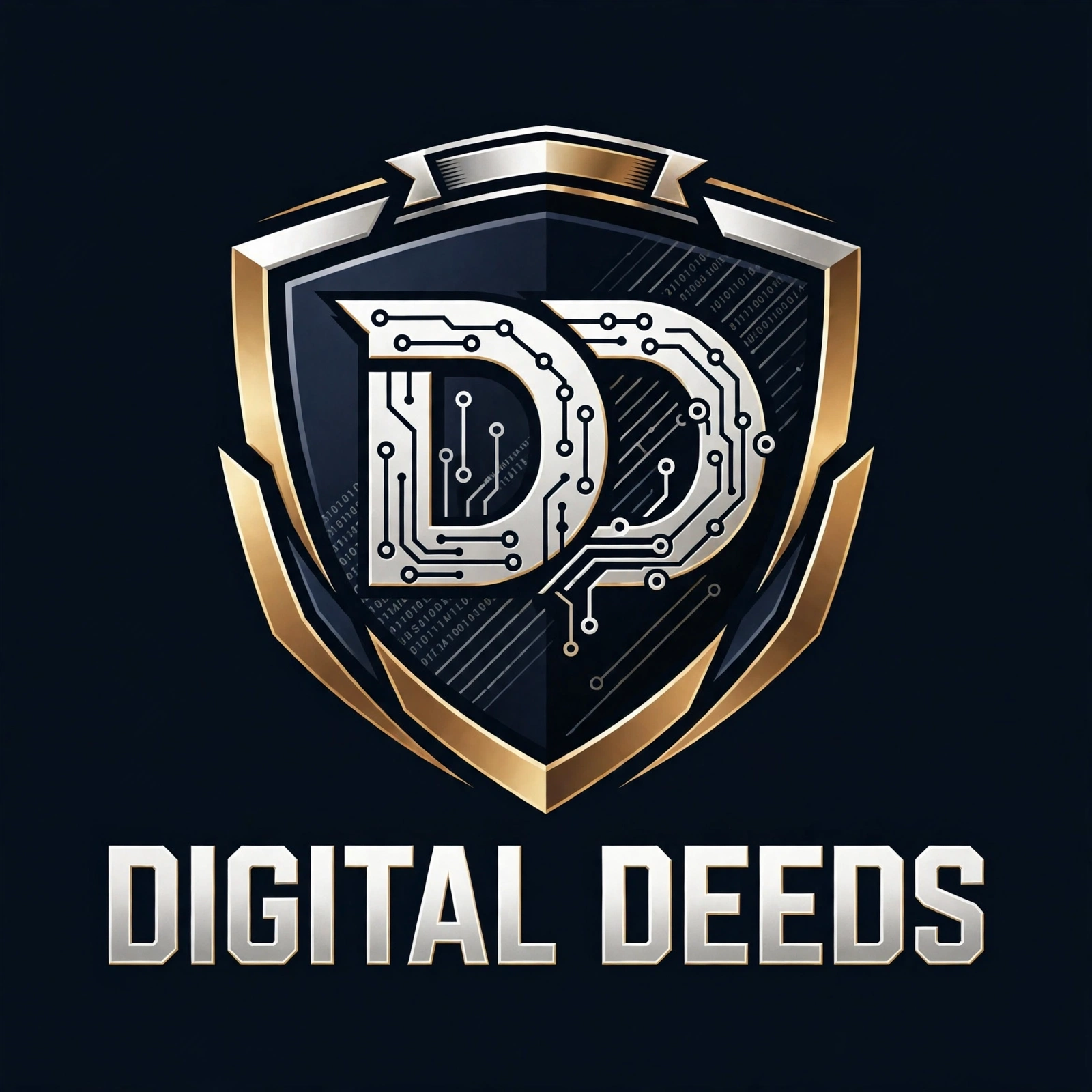 Option 4: silver DD circuit monogram on a navy and gold shield